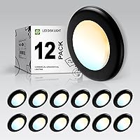 Vista 27 de ASD Paquete de 12 luces LED de disco de 6 pulgadas, 15 W, 3000 K, blanco cálido, 1200 lm CRI90+, lámpara de techo regulable, disco de montaje