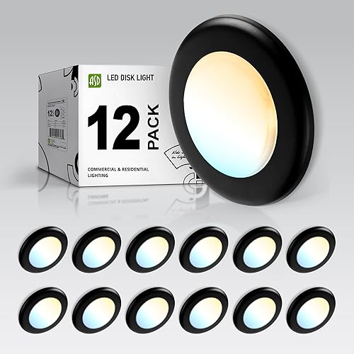 Miniatura 28 de ASD Paquete de 6 luces LED de disco de 4 pulgadas, 10 W 5CCT 2700K-5000K 685LM CRI90+, lámpara de techo regulable, disco de montaje en superficie de