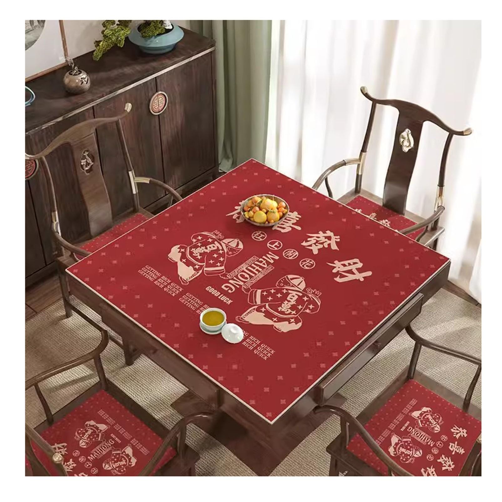 Mata Mahjong gruba antypoślizgowa gra planszowa z redukcją szumów Playmat do gier planszowych gry planszowe gry karciane gry kafelkowe (czerwony-2 33,5x33,5 cala)