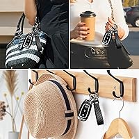 Vista 6 de Ziciner Llavero de coche de fibra de carbono, llavero universal de cuero de alta calidad, giratorio de 360 grados con anillo en D antipérdida (negro)