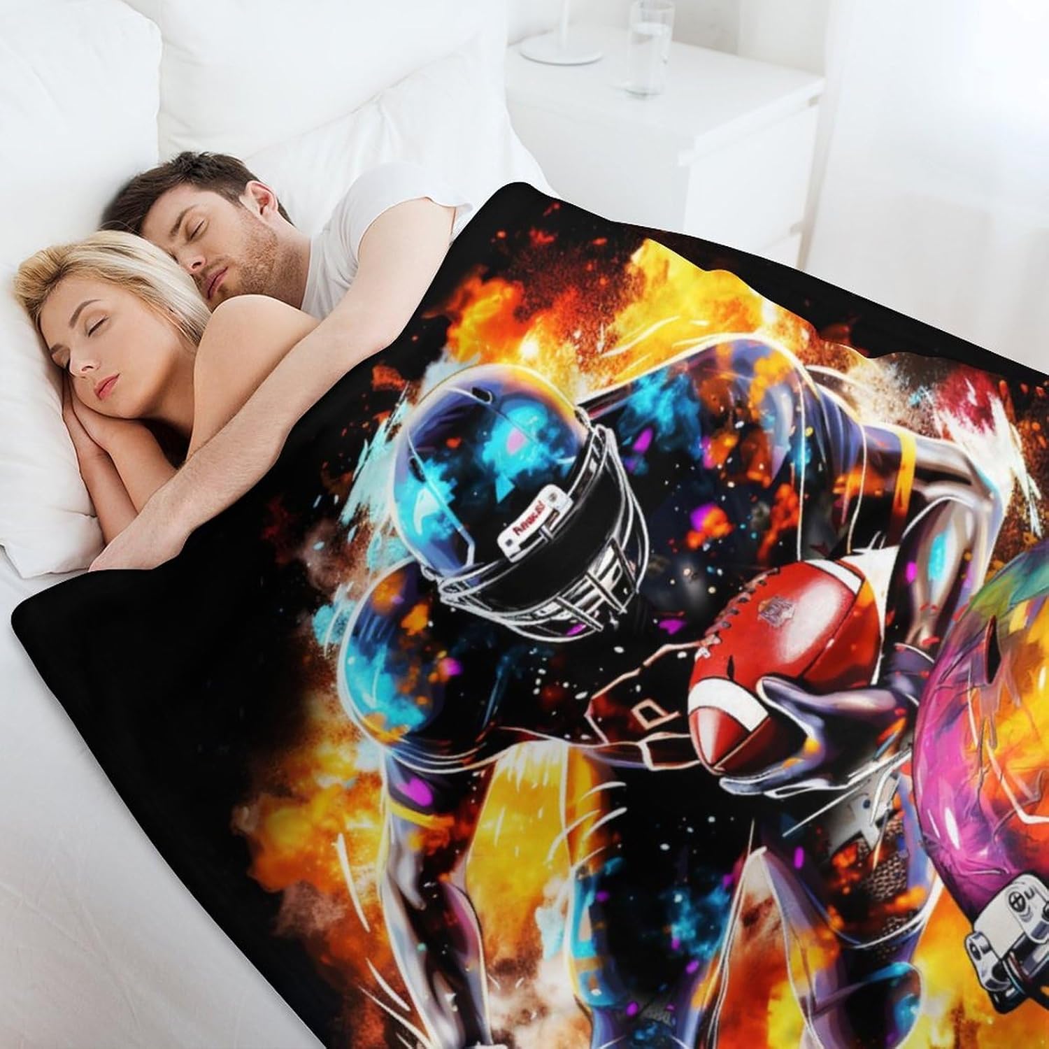 Football Throw Blanket - Soft Flannel Sports Football Blankets for Girls Boys Kids Football Lovers - Warm Rugby Throw Blankets for All Season Lap, Chair, Sofa - 50"x40"