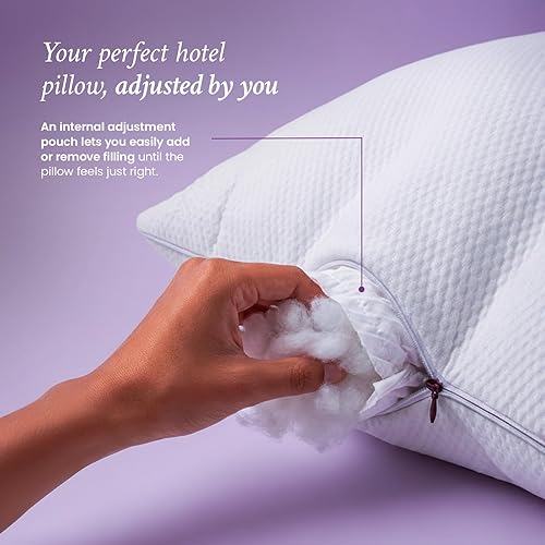 Miniatura 4 de IWS I WANNA SLEEP Oslo Hotel Collection - Juego de 2 almohadas de cama tamaño estándar/Queen, almohada original de plumón alternativo, almohada