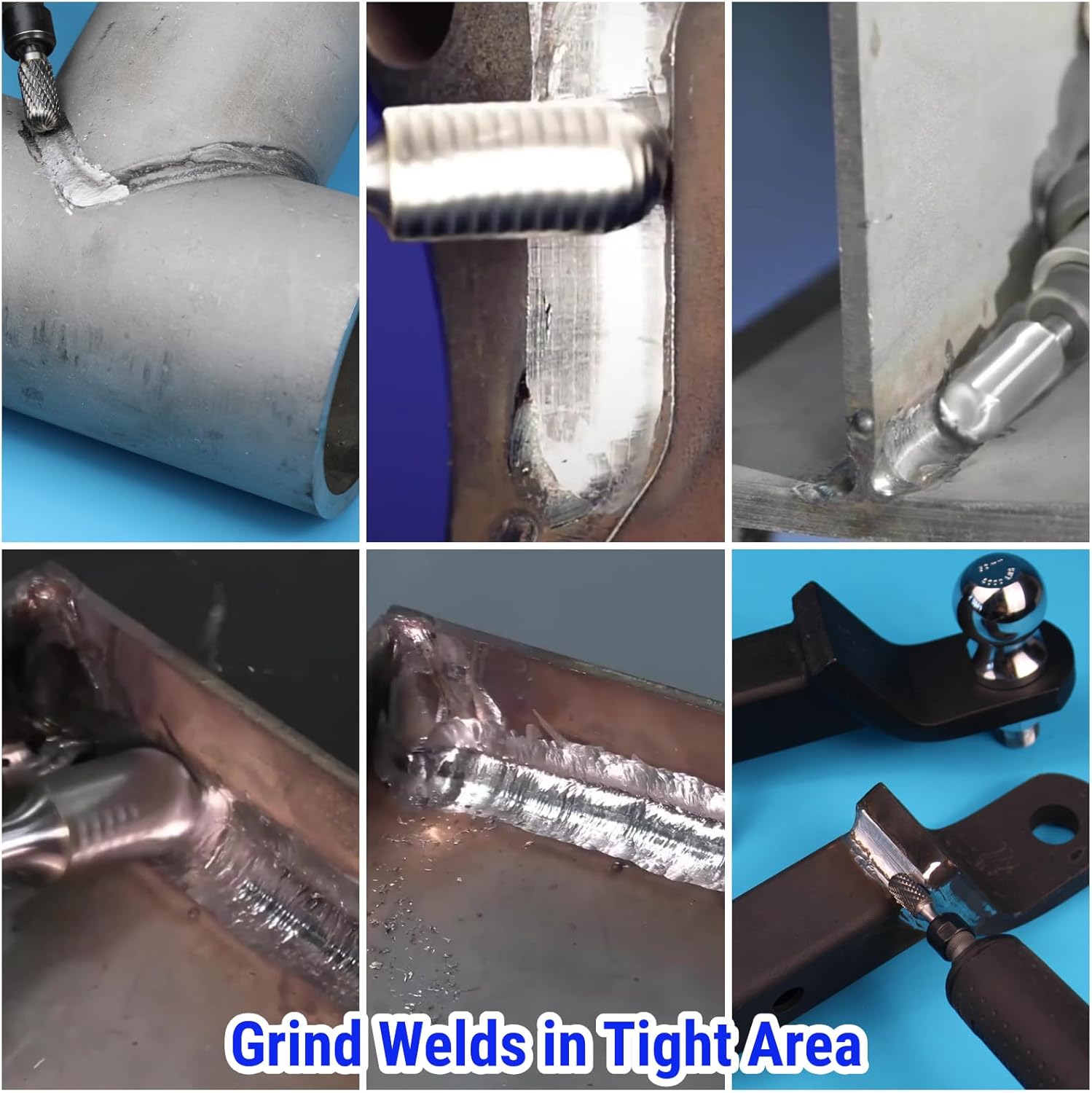 5Pcs Carbide Burr Set 1/4 Shank Head Dia 1/2" Die Grinder Bits Rotary Tools Attachment Kit Rasp File Accessories Metal Wood Stone Steel Grinding Deburring Cutting Porting Carving