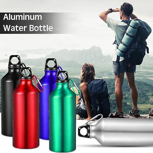 Miniatura 10 de CHENGU 10 botellas de agua de aluminio de 20 onzas, botella de agua de aluminio ligera y reutilizable, a prueba de fugas, botella deportiva de