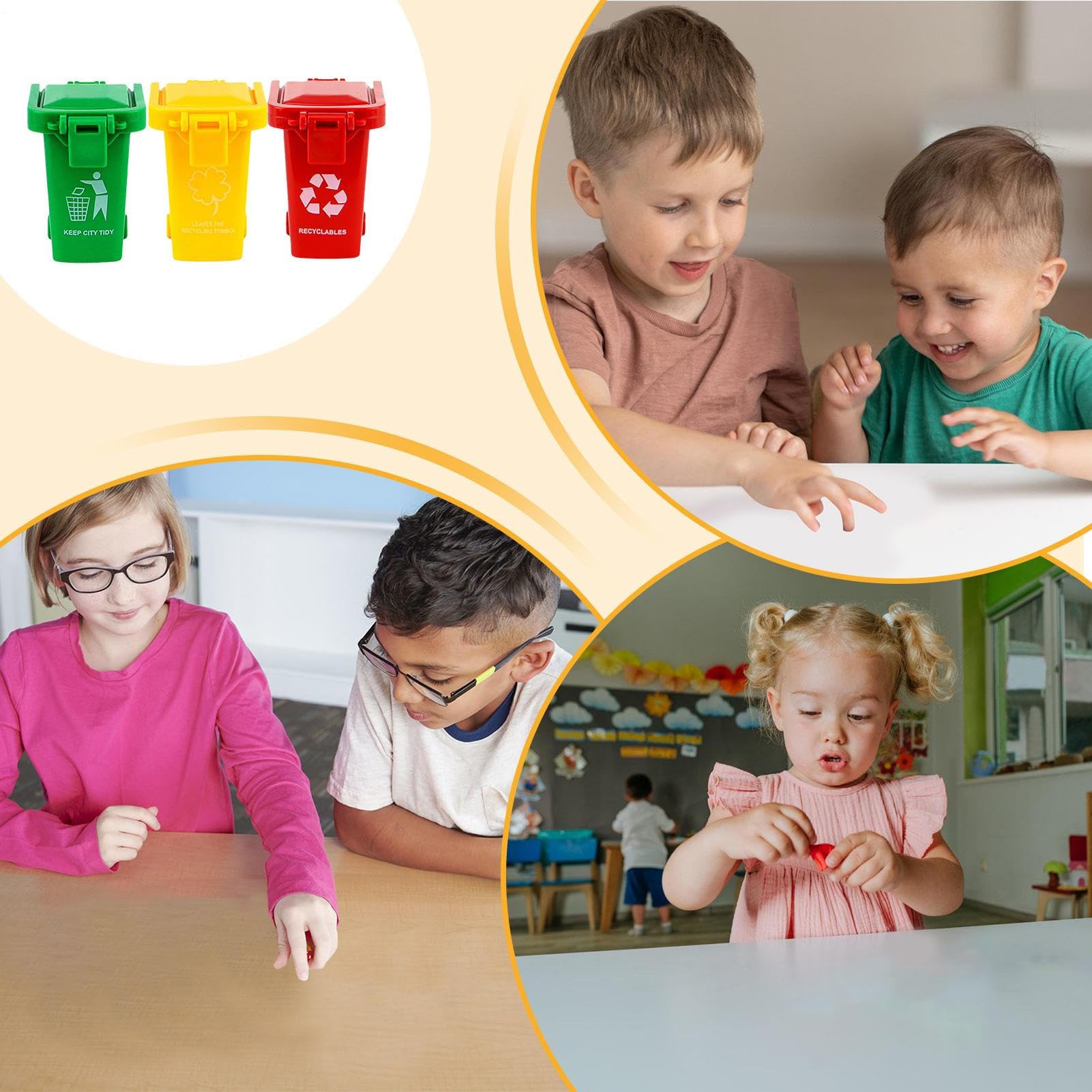 Papelera Miniatura - Con Tapa Y Ruedas Cubo De Reciclaje Miniatura,Cubo Portátil Contenedor Residuos Para Mesa Escritorio | Para Mesa Escritorio Oficina Aula Fiesta Cumpleaños Niño Pequeño y Niños