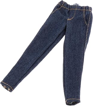 harayaa 1/12 Scale Women Figure Jeans Handmade Cloth Outfits Cosplay Fashion DIY Accessory Figure Doll Pants for 6 inch Action Figures Body Doll, Blue