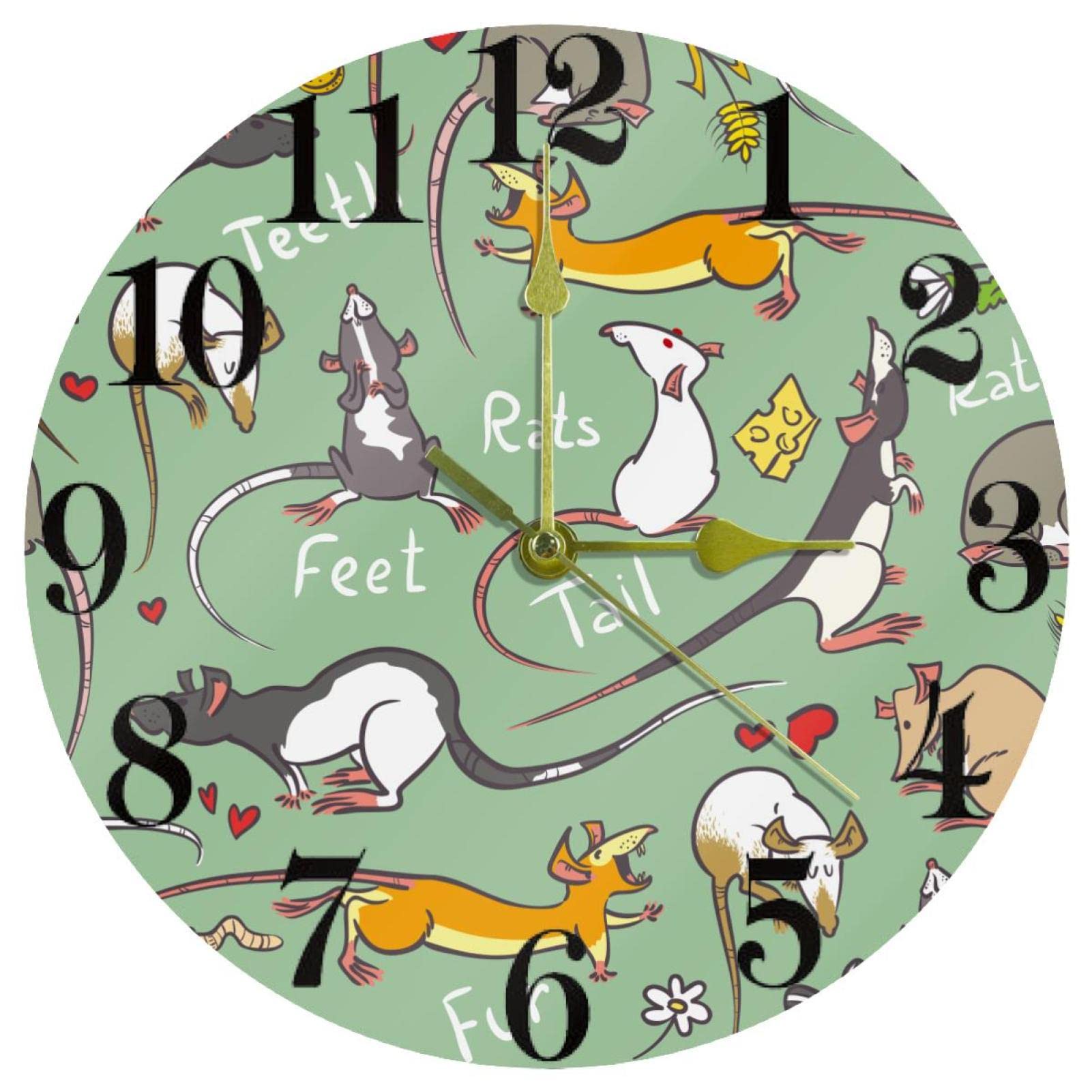 Horloge murale sans tic-tac à piles ronde pour chambre et école