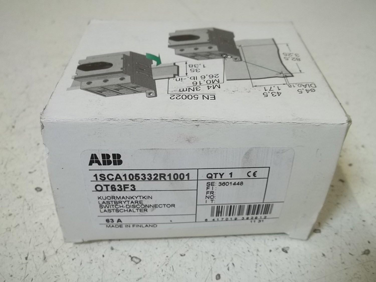 ABB OT63F3 ディスコネクタースイッチ 3 750 63A