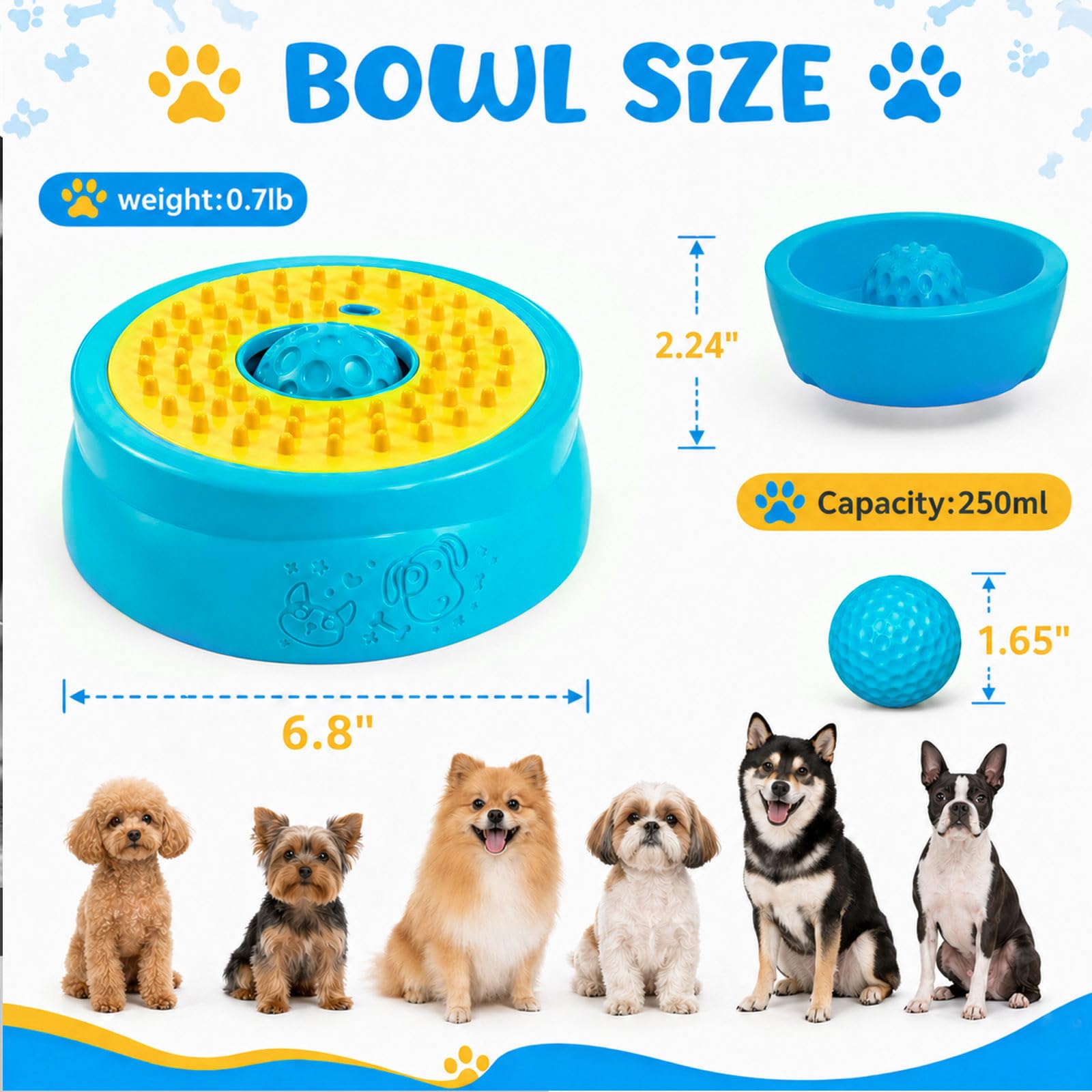 Schleckball Hund, Lick Bowl Leckball für Hunde, Hundelickspielzeug, Hun-de Leckt Futternapf, Leckspielzeug Lick Sphere für Langsam Füttern Flüssige Halbfeuchtes Futte, rutschfest, leicht zu reinigen