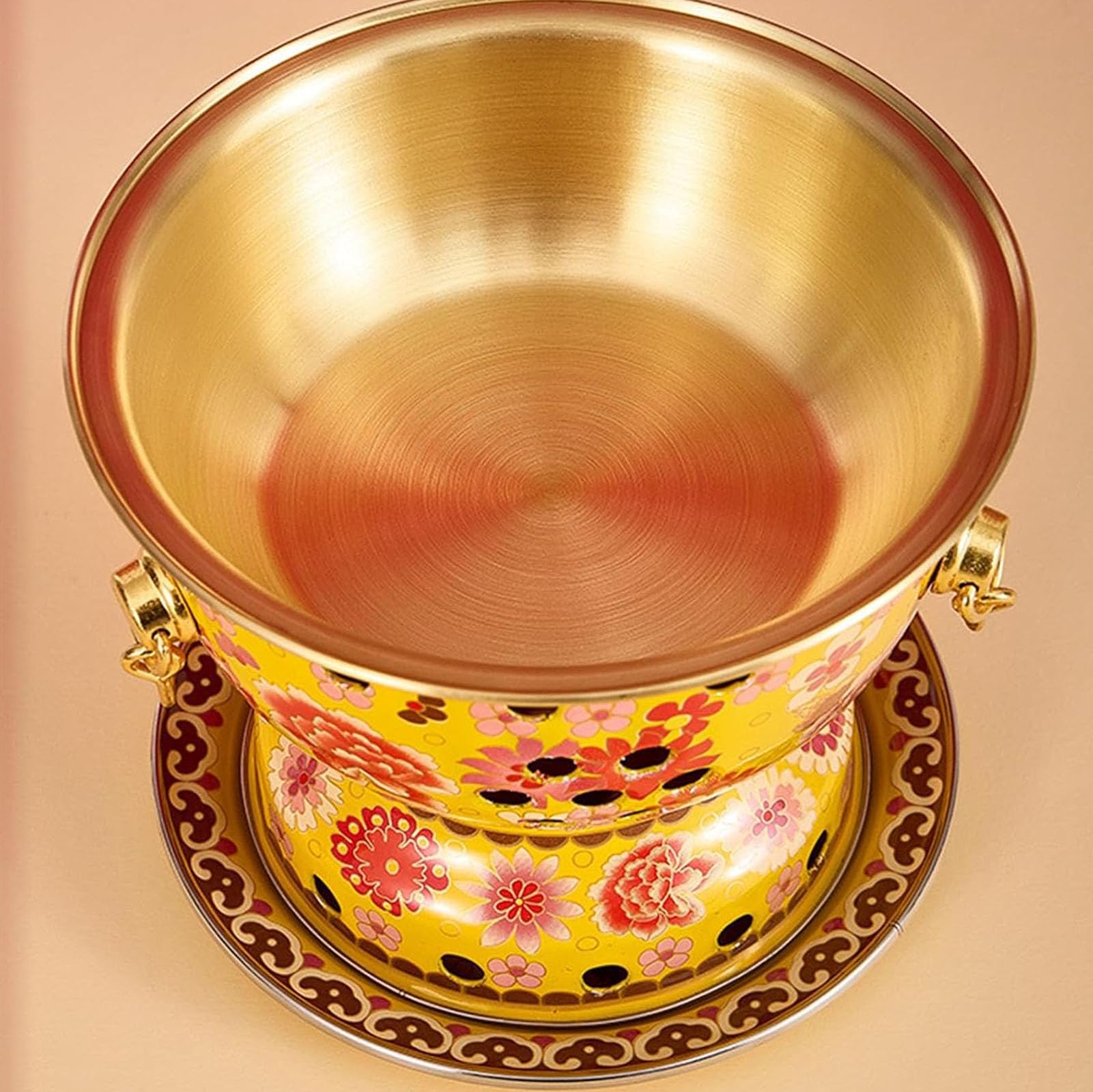 Stary Pekin Tradycyjny Chiński Garnek do Fondue z Czystej Miedzi, Podzielony Projekt,A