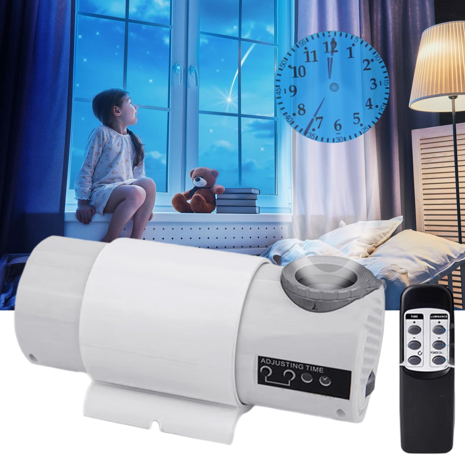 GUUDDAY Stylish LED Projection Clock with Adjustable Brightness Arabic Numerals Display Remote Control for Home Or Office Use