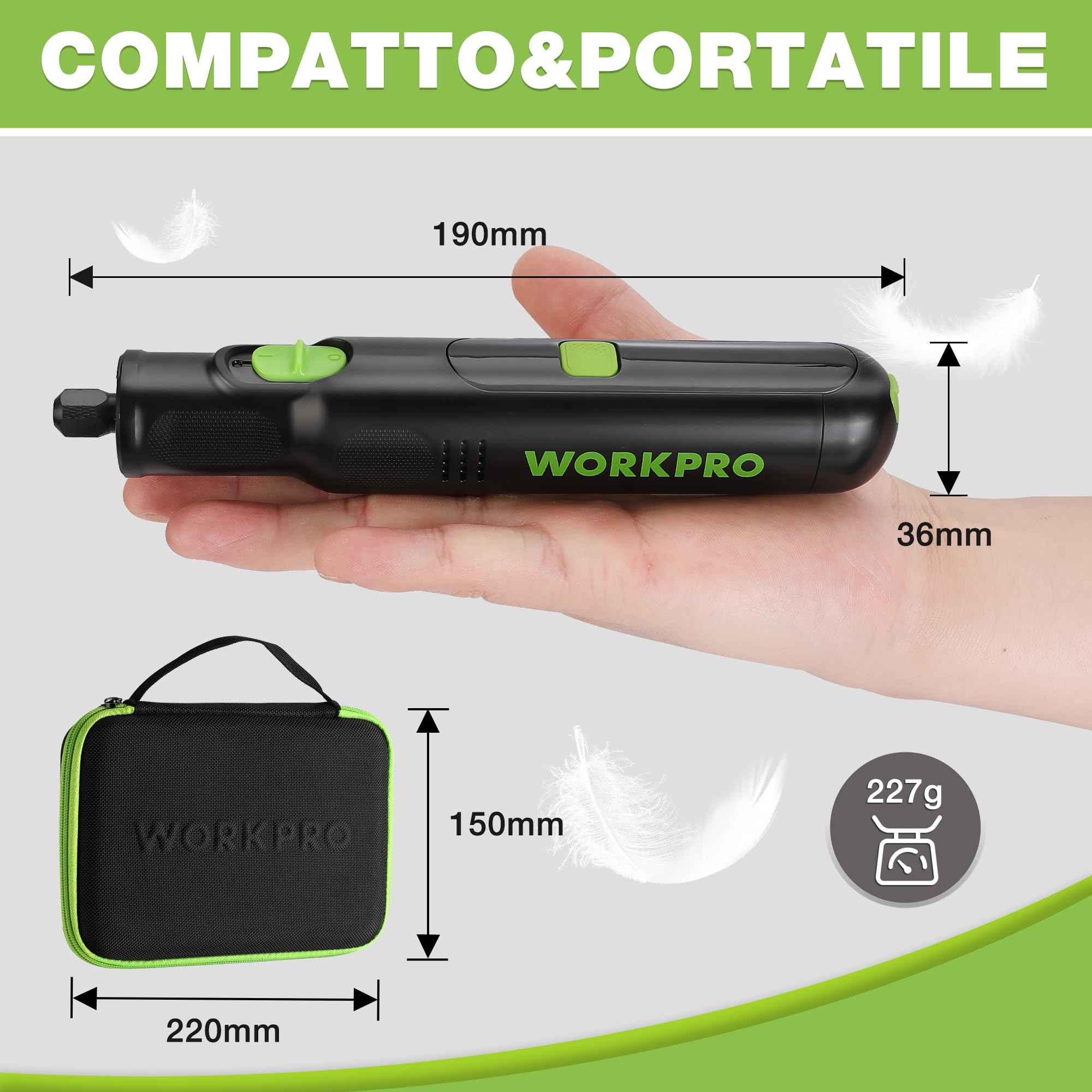 WORKPRO Utensile Rotante 7,2 V con 117 Accessori, Mini Trapano 6 Velocità 30000 giri/min, Borsa di Stoccaggio