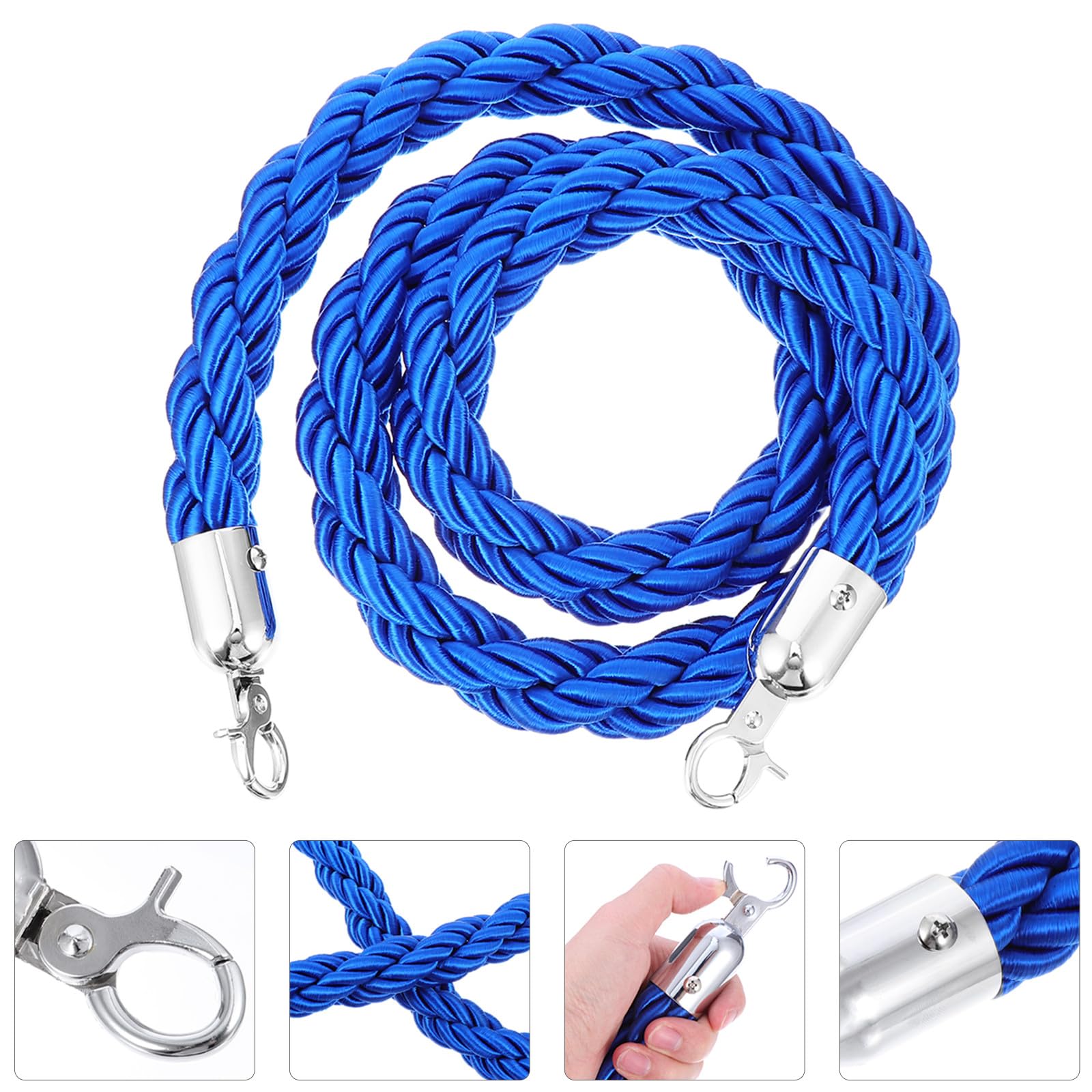 BESTYASH Corde de Séparation Torsadée Bleue 15 M pour Poteau de Contrôle des Foules Corde de Barrière de File D’Attente Robuste Séparateur de File D’Attente Industriel Usage