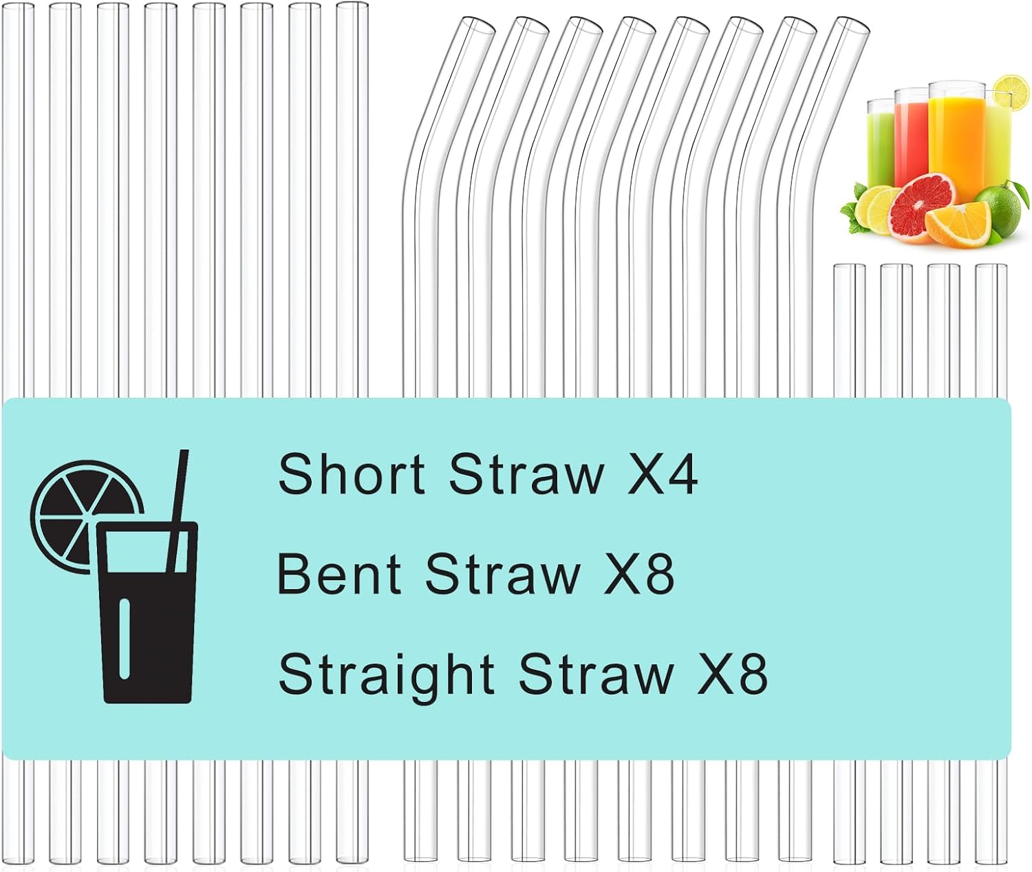20 Pack Clear Glass Straws Shatter Resistant, Φ8 mm Thin Glass Straws, Family Pack thumbnail