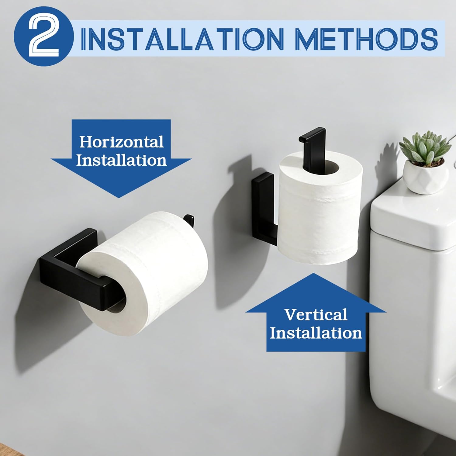 Alise Toilet Paper Holder,Bathroom Tissue Holder Wall Mount Toilet Paper Roll Holder Storage Dispenser,SUS304 Stainless Steel Paper Holder for Toilet, Washroom, RV,Matte Black