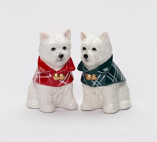 Miniatura 2 de Juego de salero y pimentero para perros Westie West Highland Terrier de porcelana fina, 3-38 pulgadas de alto