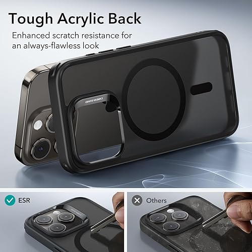 Vista 243 de ESR Funda para iPhone 15 Pro Max, compatible con MagSafe, de grado militar, negro transparente