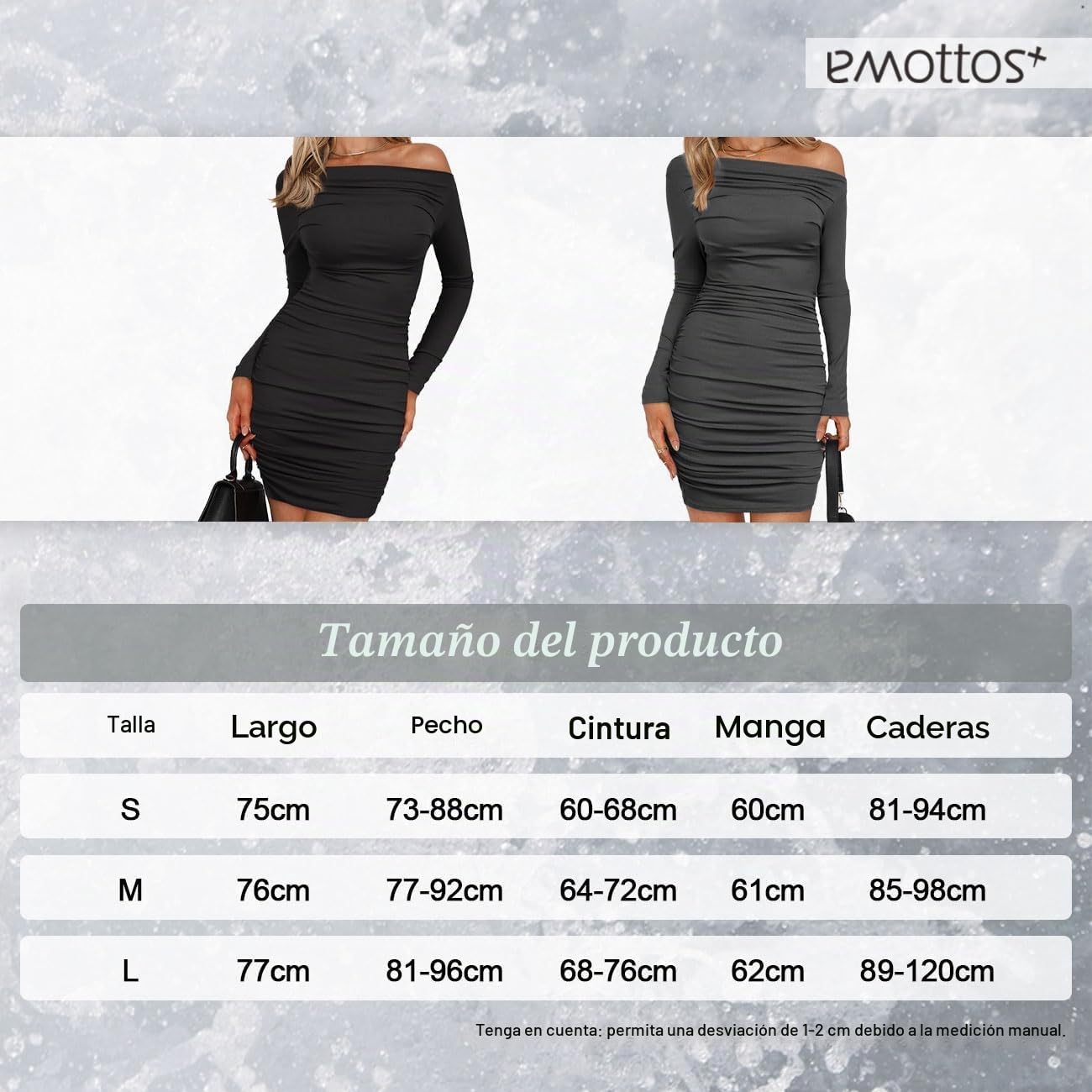 Mujeres Mini Wrap Vestido, Sexy Hip-Hugging Ruched Dresses, Suave Cuello en V Profundo/un Hombro Bodycon de Manga Larga Vestido lápiz, Club Cocktail Party Dress(2 Estilo, S-L)