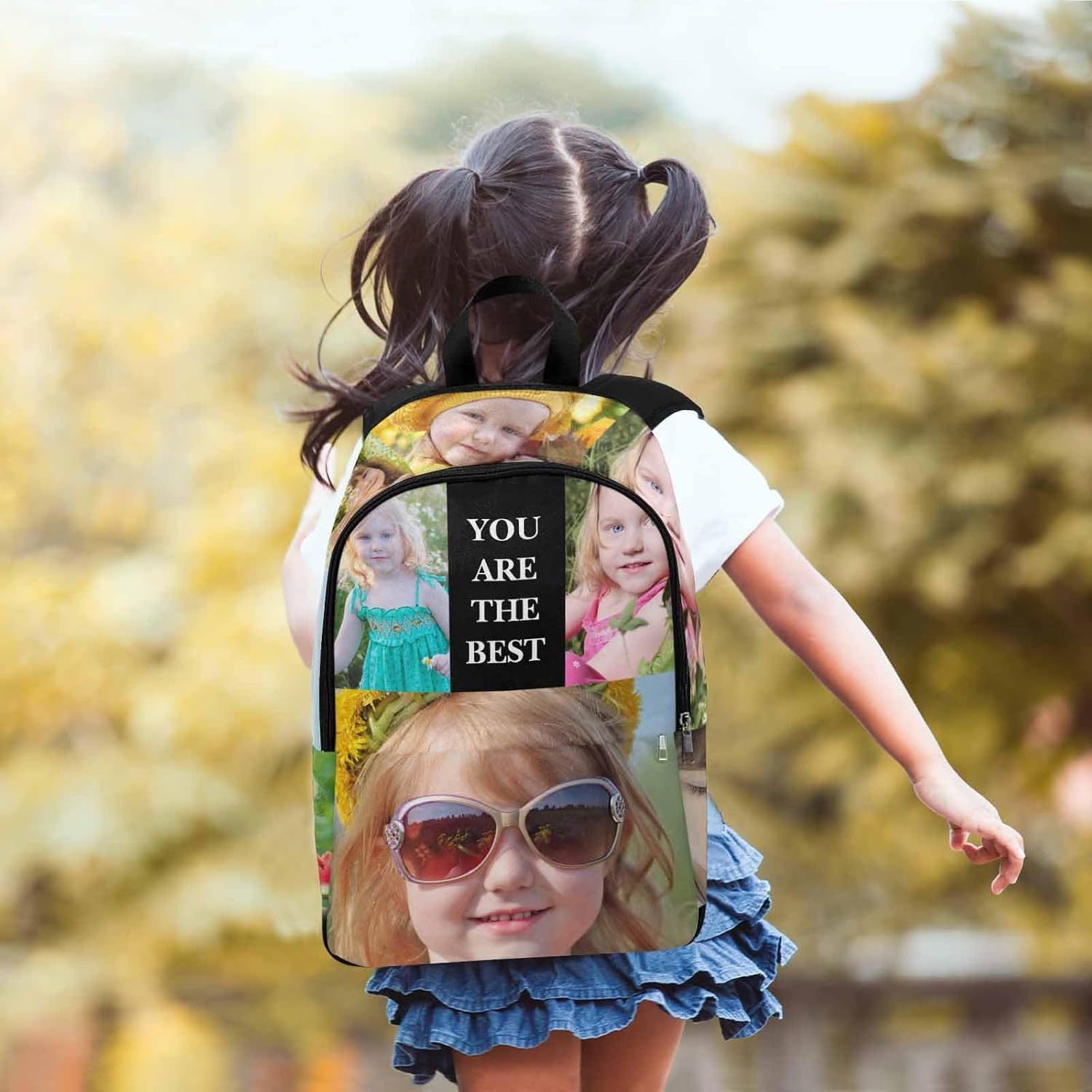 M YESCUSTOM Personalized Casual Backpack with Name Custom Elementary High School Bookbags with Photos for Boys Girls Customize Image Lightweight Travel Back Pack Laptop Bag for Women Men