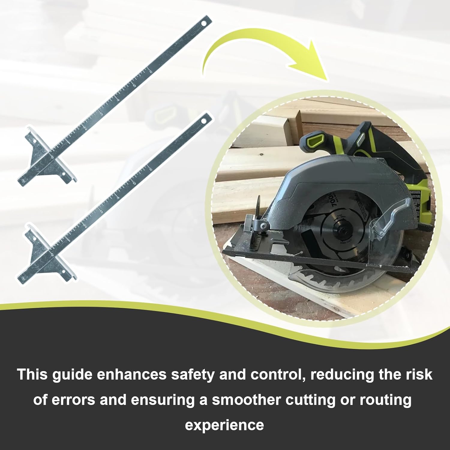 (2 Pack) Metal Edge Rip Guide for Ryobi Circular Saw P508 & P504 - Replaces Part 204585001 - Rip Fence Assembly Compatible with P501G, P506, P507, PCL500, PCL500B - Straight Cutting Guide Ruler