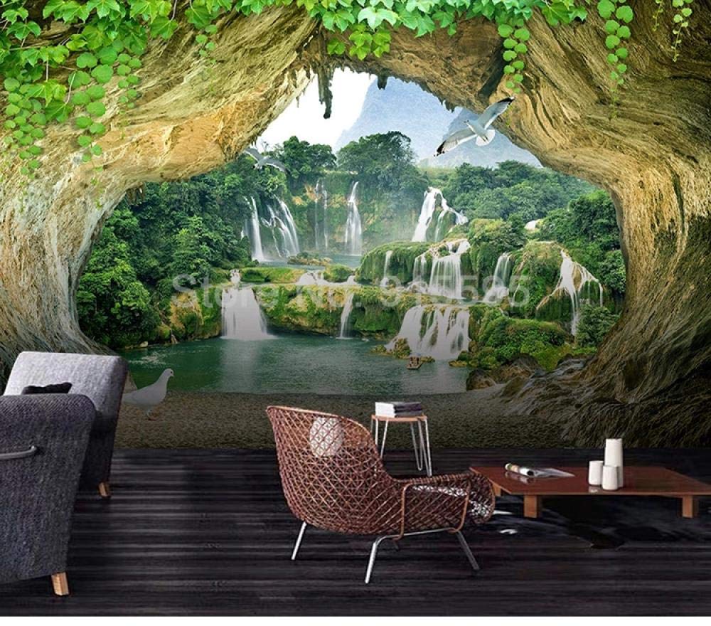 Papier peint photo 3D cascade pour agrandir un salon