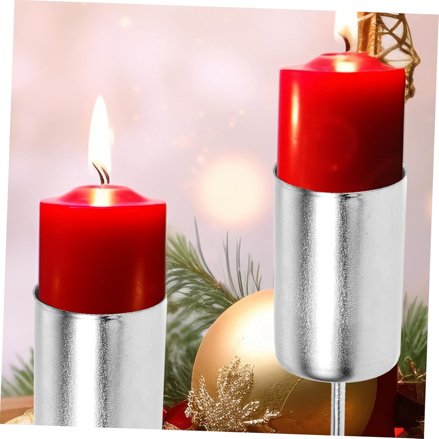 20pcs Iron Candle Holder Spike Insert for Christmas Tree Decoration Festive Candle Cups for Table Centerpiece Silver Holders for Holiday Atmosphere