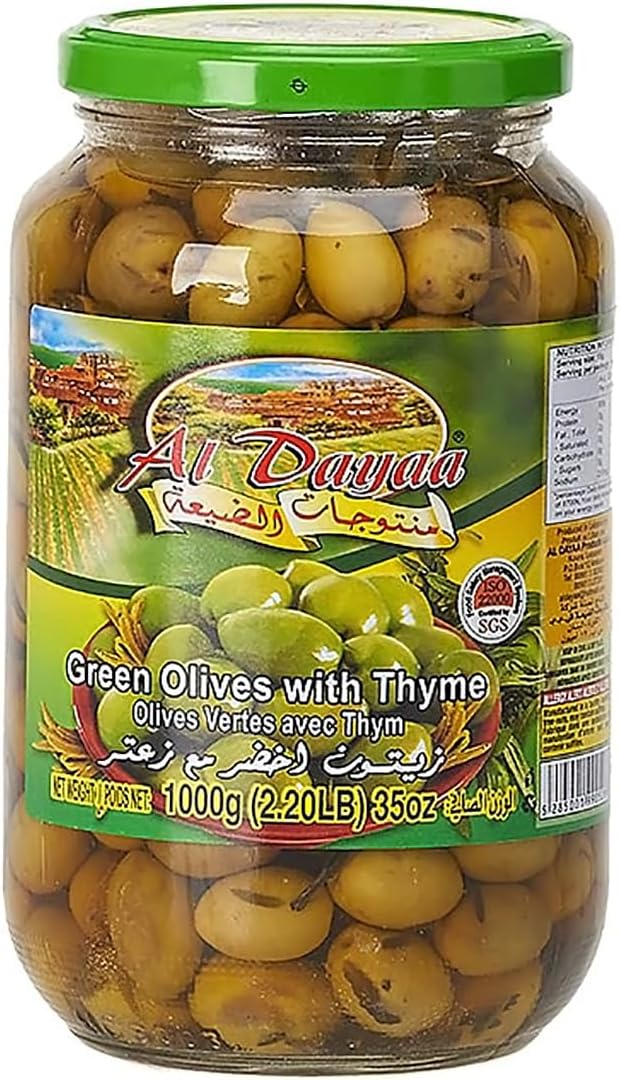 Al Dayaa - Green Olives (With Thyme) 1000g, 35oz