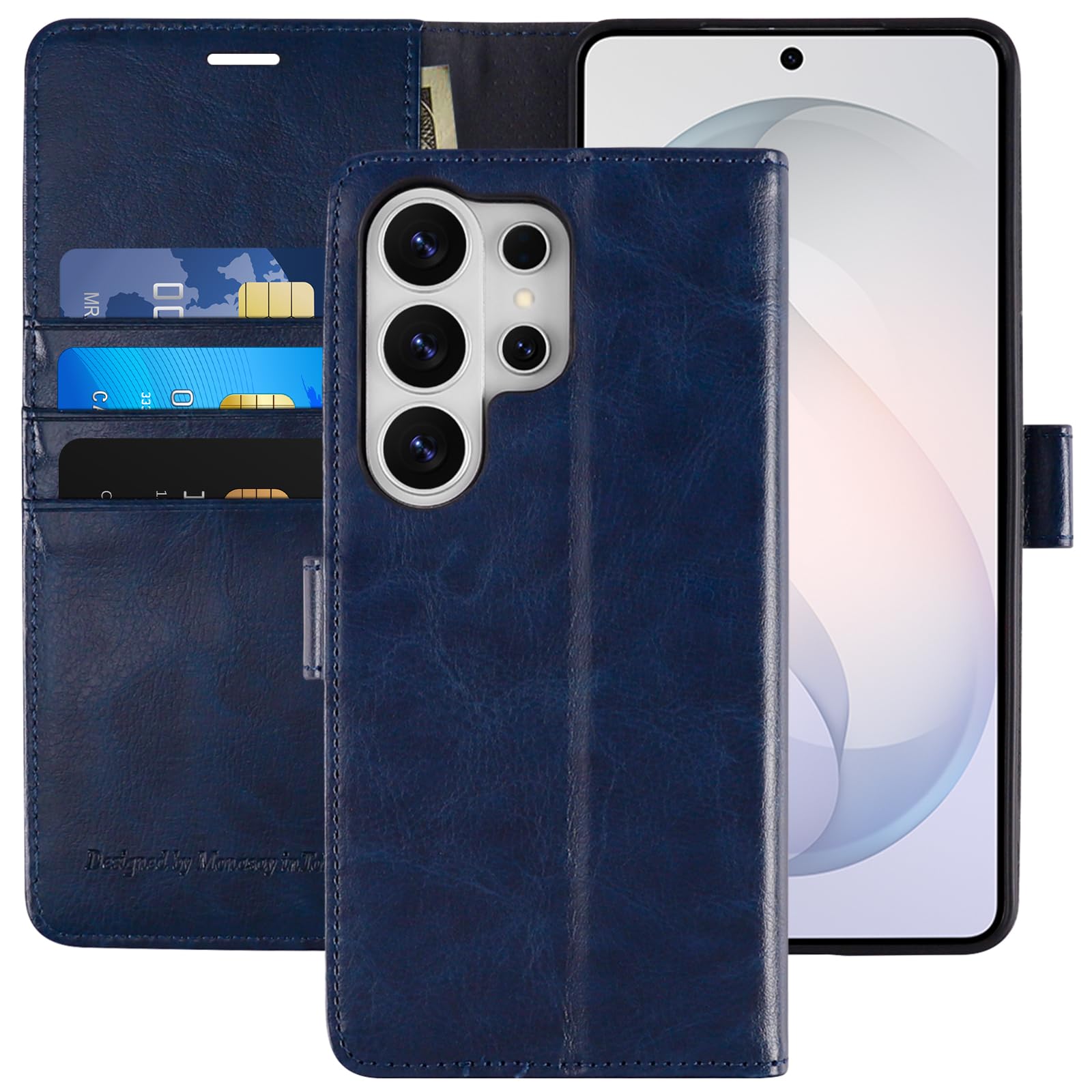 Funda cartera Samsung S26 Ultra 5G MONASAY piel azul 6.9" tapa libro tarjetero 8
