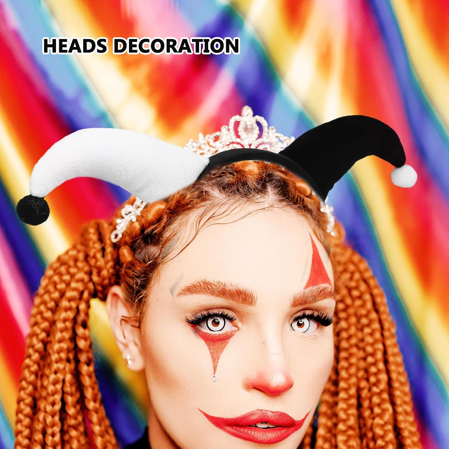 Veemoon Black White Clown Headband Clown Hat Headband Funny Hat Headpiece Halloween Party Headwear Halloween Costume Accessories Carnival Cosplay Prop for Festival Photo Props Unisex