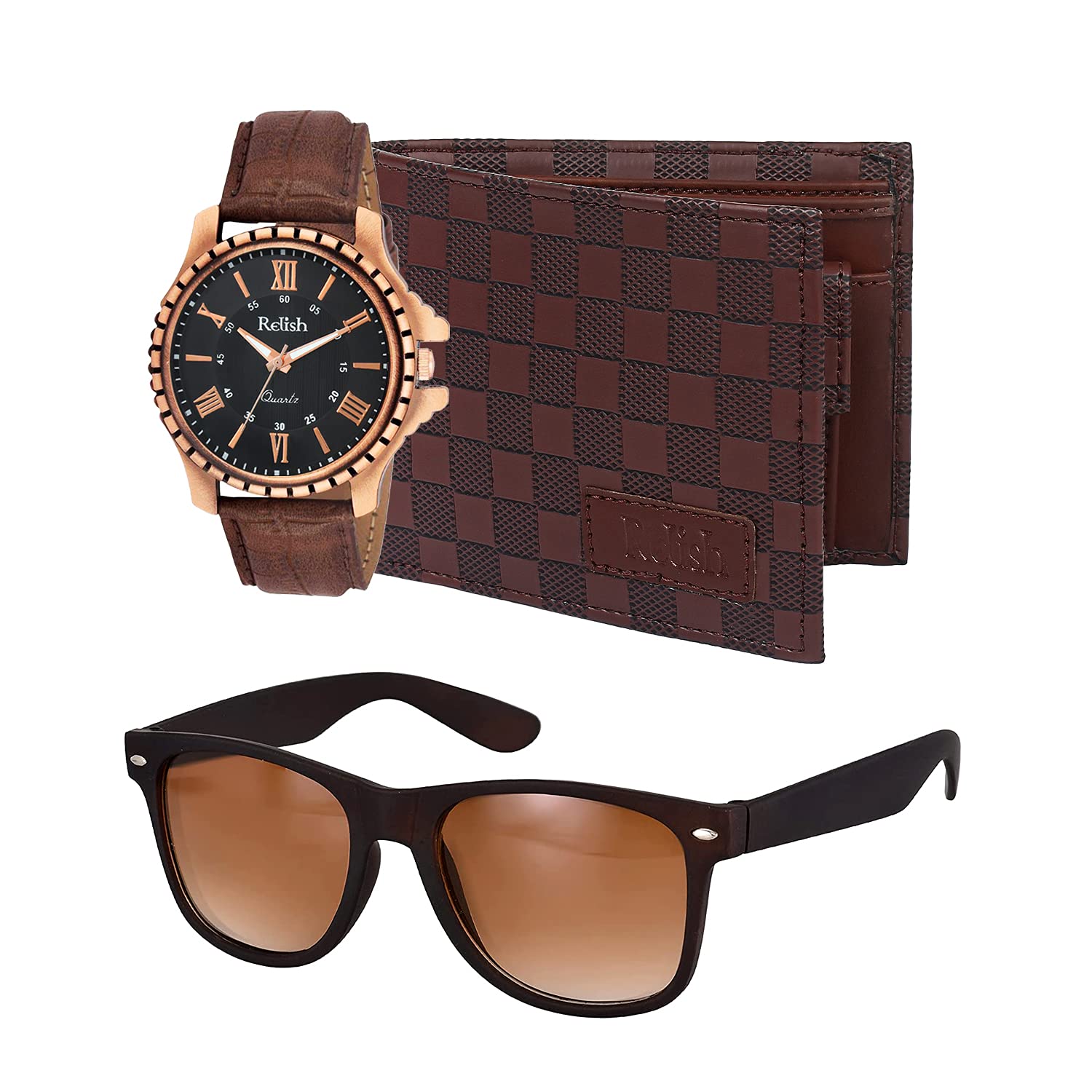 Relish Analogue Mens & Boys Watch, Brown Sunglasses and Wallet Combo for Gifts | RE-WWS925 (B09B7ZTFS9) Amazon Price History, Amazon Price Tracker
