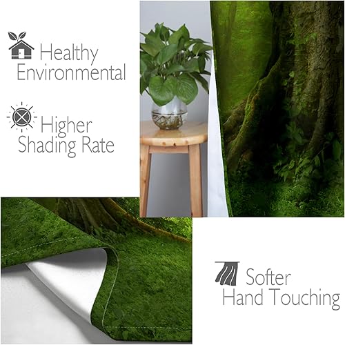 Miniatura 8 de Jekeno Cortinas opacas de bosque tropical, árboles verdes selva, follaje en el bosque, Himalaya, paisaje, decoración de la naturaleza para