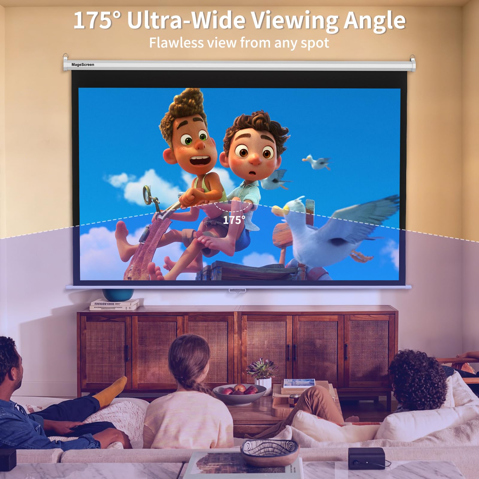 Manueller Beamer Rollo 100 Zoll (229.4 x 164 cm) 16:9 Weiß 4K HD