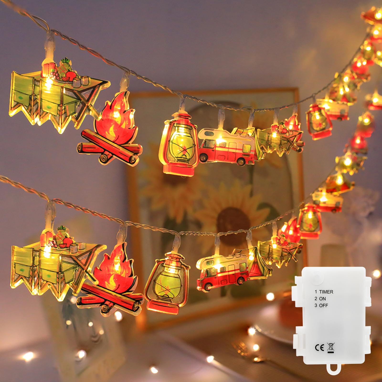 Lights4fun 12er LED Wohnmobil-Lichterkette – Warmweiß, Batteriebetrieben, Timer, 2,15 M – Für Wohnwagen, Bulli & Co