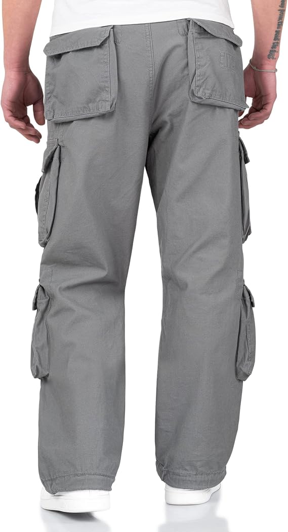 Surplus Cargo Trousers Mens Airborne Vintage, Grey, L