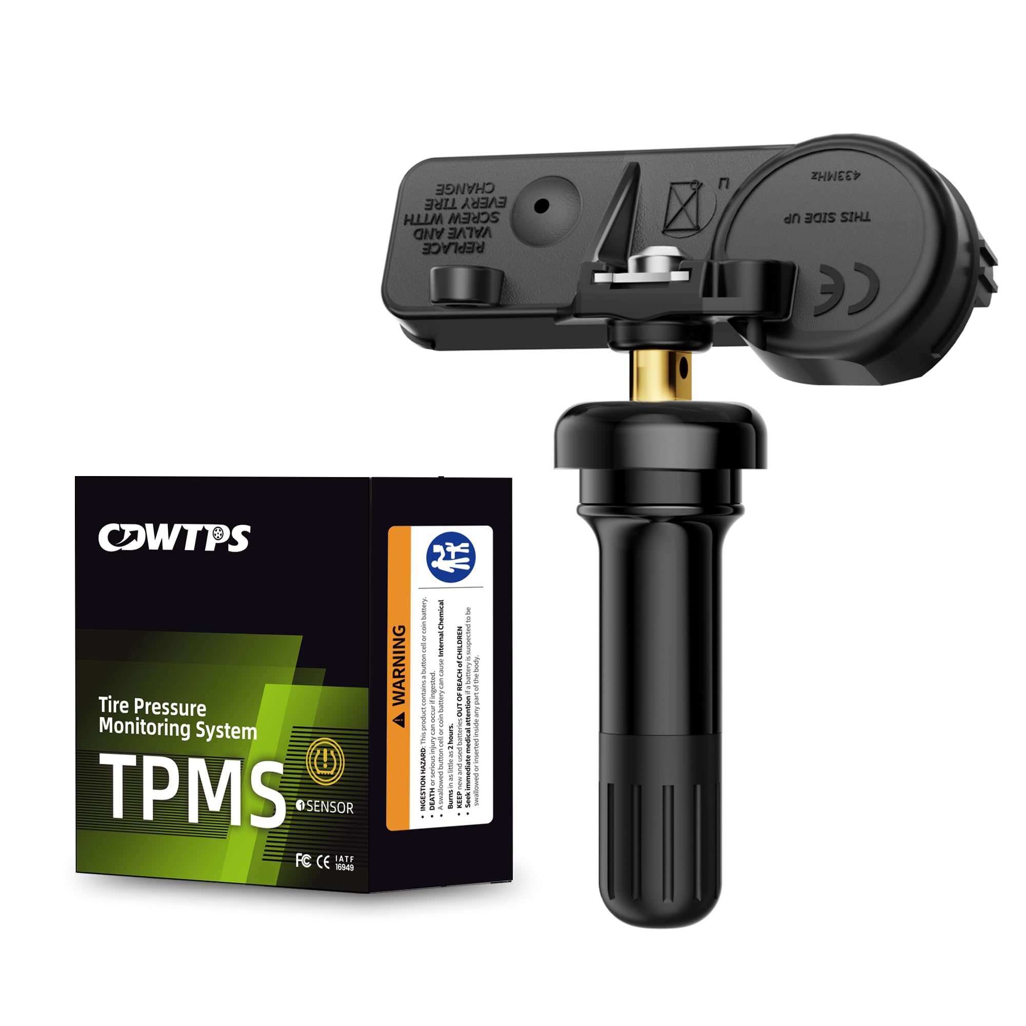 CDWTPS TPMS Sensor, 433Mhz Tire Pressure Monitor System Compatible with Chrysler Dodge Jeep Ram Fiat Replaces#56029398AB 68241067AA