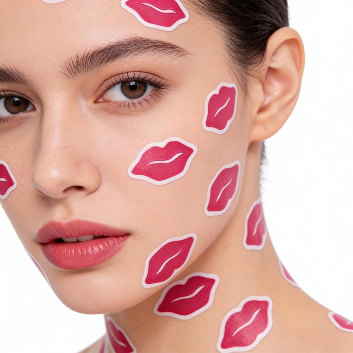 500 pegatinas de labios de bronceado perforadas de color rosa, pegatinas autoadhesivas de besos para tomar el sol, pegatinas corporales extraíbles