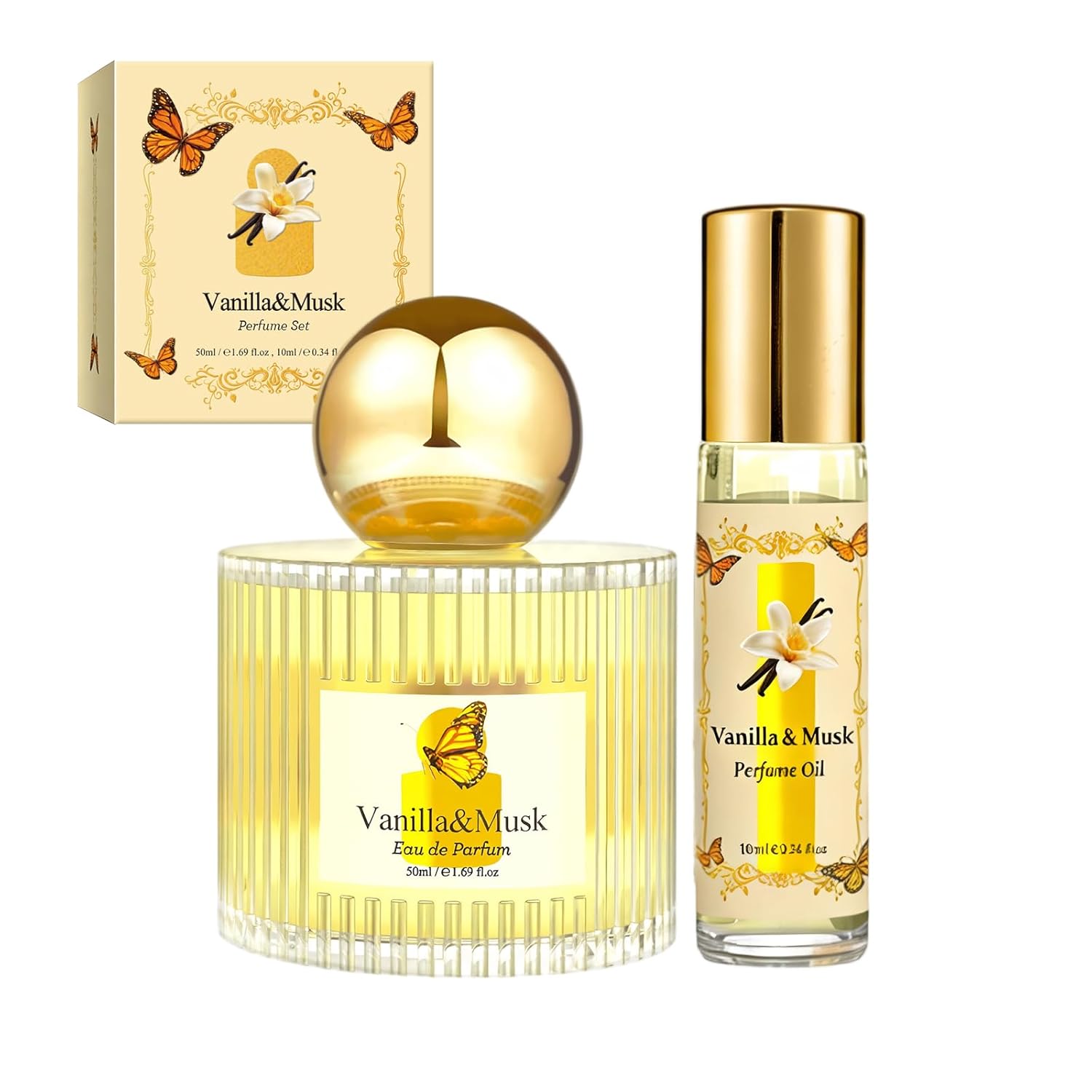 Vanilla Perfume for Women – Warm and Cozy Perfume Natural Vanilla & Musk Eau de Parfum, Long-Lasting Daily Vanilla Musk Spray, Elegant Gift Perfume for Her 1.7 fl.oz (2, Vanilla Set)