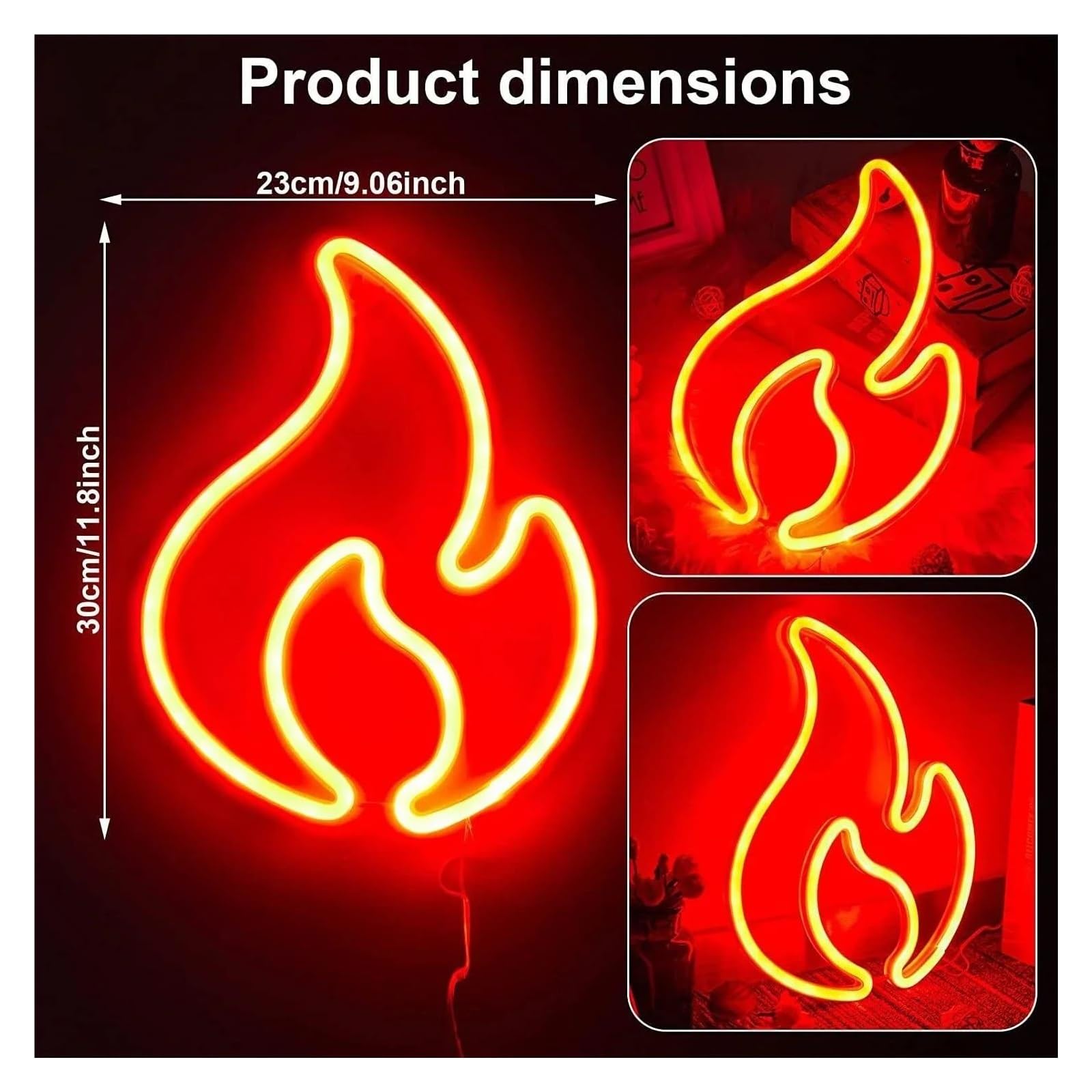 Luces Art Decoration Christmas Letrero De Neón Con Luz LED De Fuego Para Decoración De Pared De Habitación, Alimentado Por USB, Para Habitación De Niña, Dormitorio Infantil 23cm×30cm
