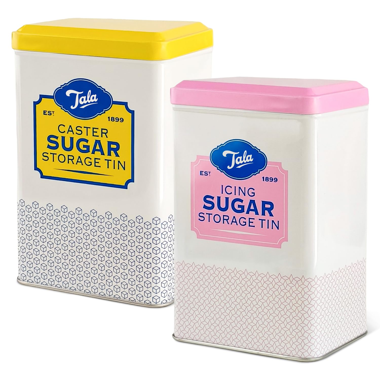WINSOME Sugar Storage Tin | Metal Icing Sugar Container with Lid (18.5x18.5x19 cm) | Tight-Fit Lid Keeps Sweet Fresh & Clump-Free (Caster & Icing Sugar Storage Container)