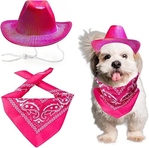 Sombrero de vaquero para perro, gato, sombrero de vaquero, bandana para disfraz de vaquero del oeste, accesorios para mascotas, sombreros de vaquero