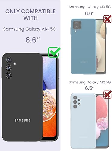 Miniatura 2 de Funda para Samsung Galaxy A14 5G con protector de pantalla de vidrio templado 2 unidades, protección de grado militar, TPU suave y policarbonato
