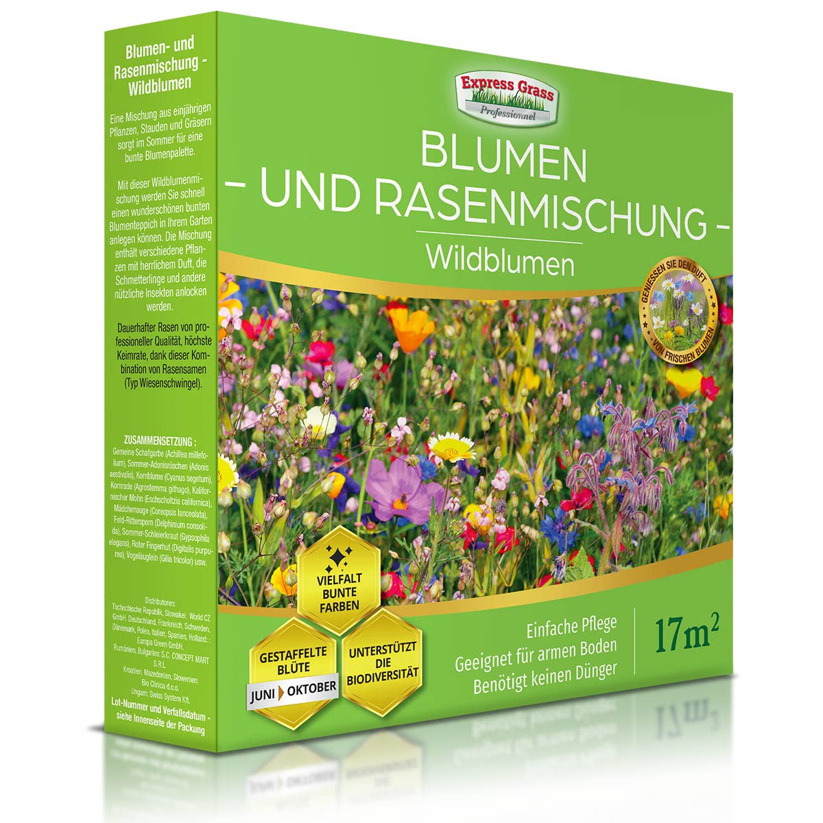 3er-Set Blumenmischung Wildblumen, Bienen, Schmetterlinge - (17m2) - Japanischer Rasen