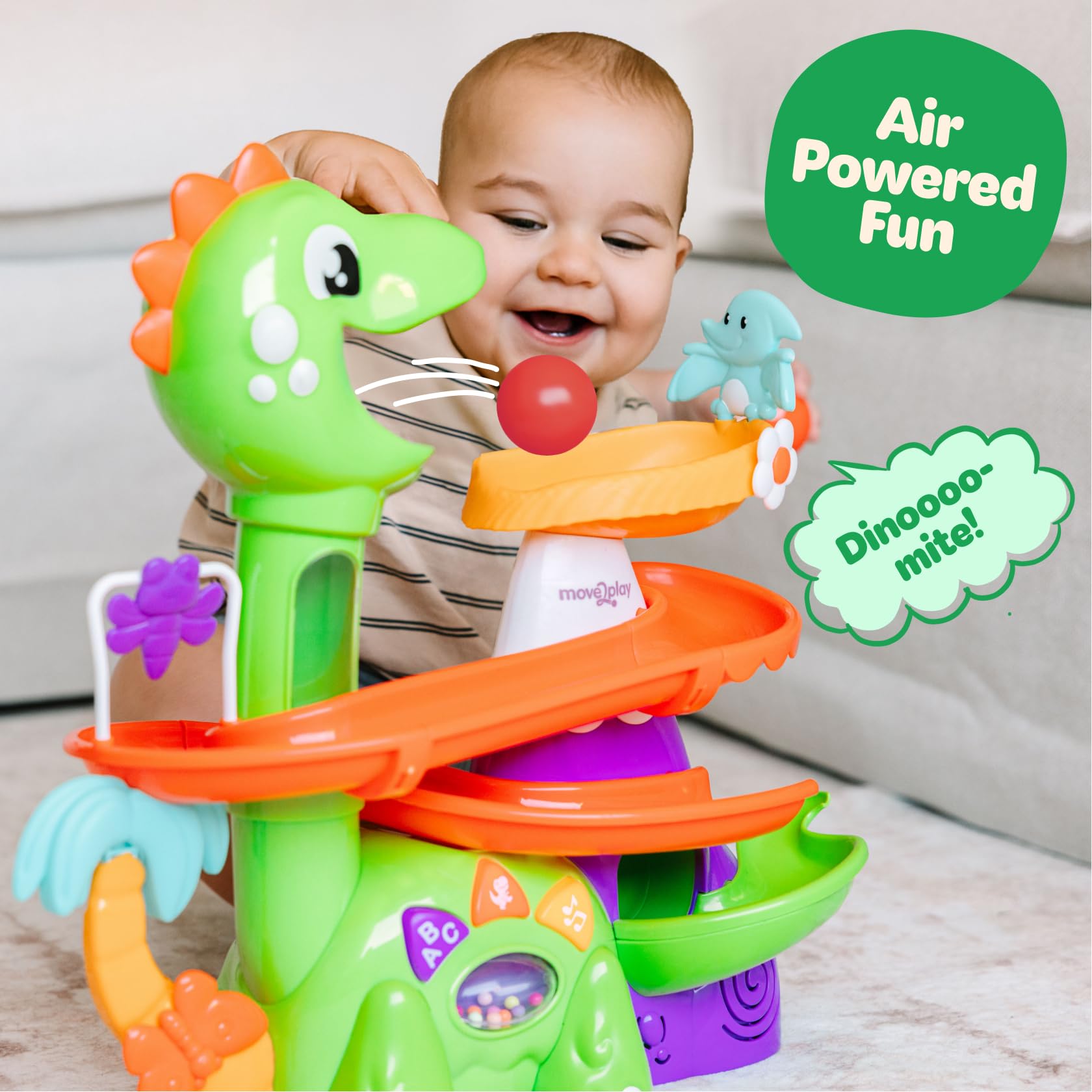 Condition photo showing As Is for move2play, air-powered dinosaur ball popper | 30+ songs, sayings, & lights | baby & toddler toys ages 6 7 8 9 10 12+ months | boy & girl gift for 1, 2+ year olds | birthday present