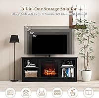 Vista 7 de SIMOE Soporte de TV eléctrico con chimenea para televisores de hasta 65 pulgadas, consola de TV moderna de 58 pulgadas con chimenea de 18 pulgadas