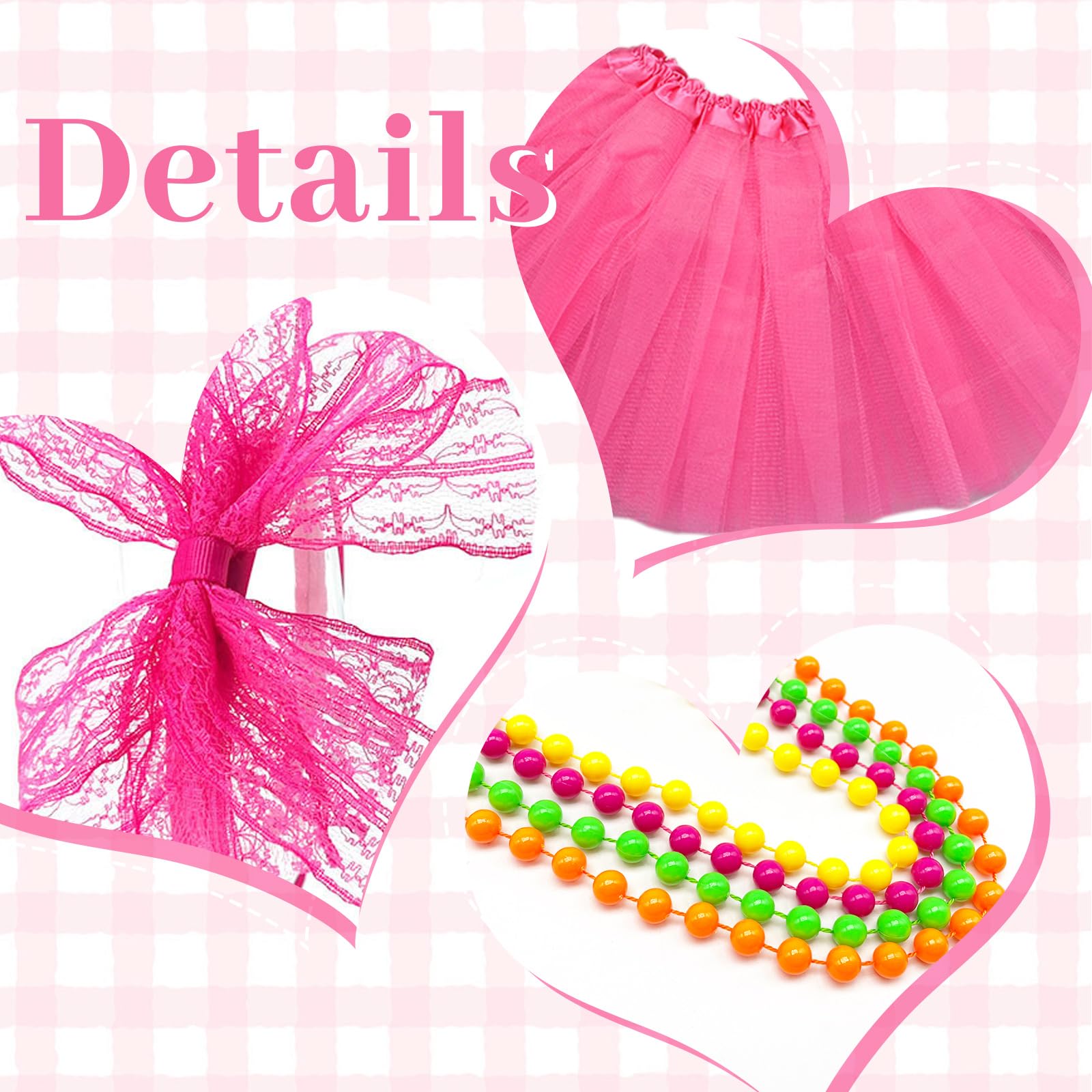 SAIIURV 8 Pcs 80s Fancy Dress for Women Girls 1980s Fancy Party Costume Accessories Set - Image 3