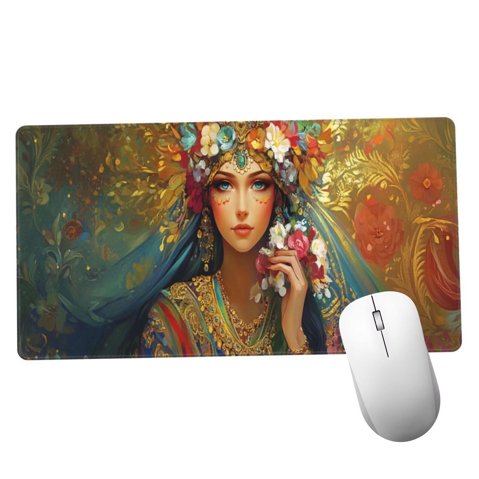 Żółta podkładka pod mysz XXL Piękna mata na biurko 1600 x 800 x 3 mm zmywalna podkładka do gier na laptopa, z antypoślizgową gumową podstawą do gier, komputera, personelu biurowego Y1235