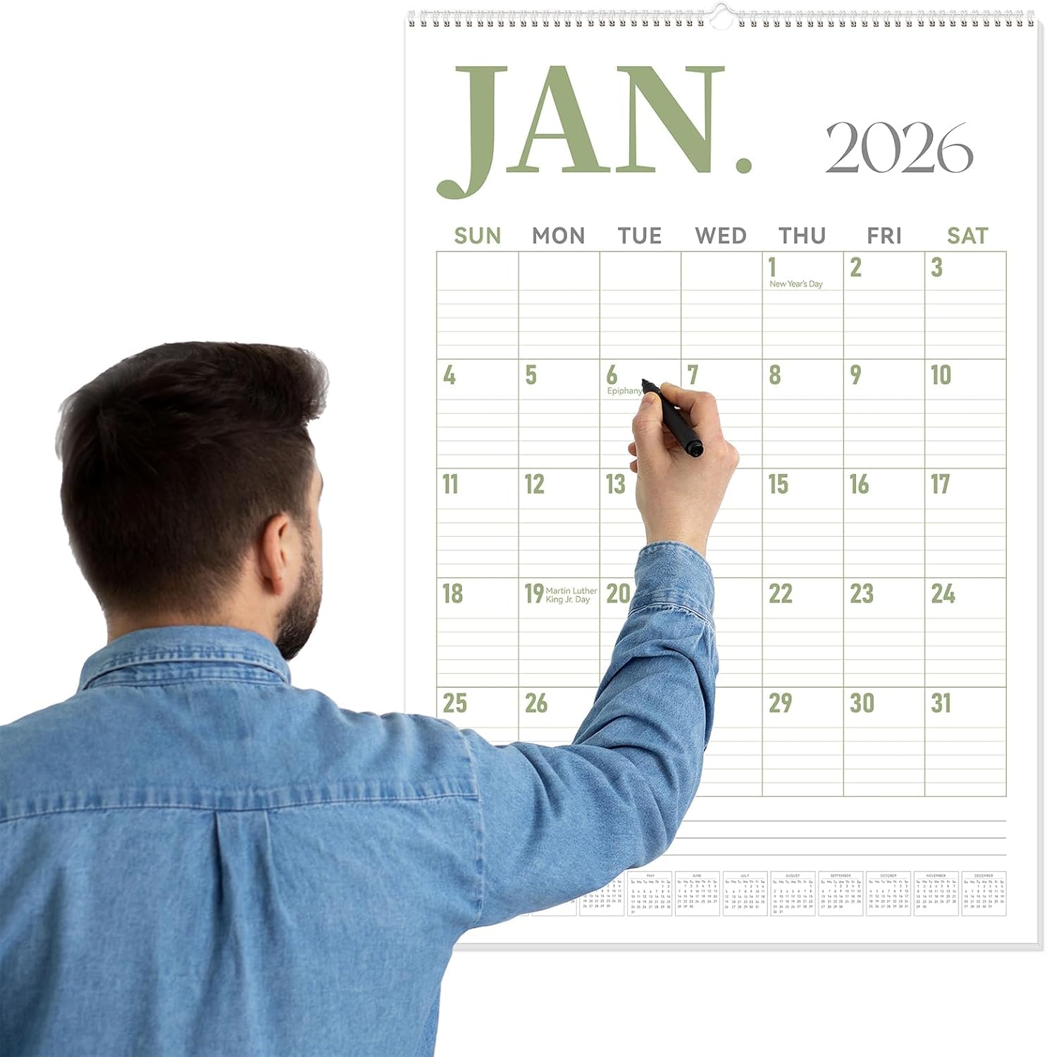 Guasslee Extra Large Wall Calendar 2026, 30" X 20" Jumbo Desktop Monthly Calendar from Jan. 2026 to Jun. 2027,18 Months Wall Planner with Thick Paper for Home School Office Organizing White 30"x20"
