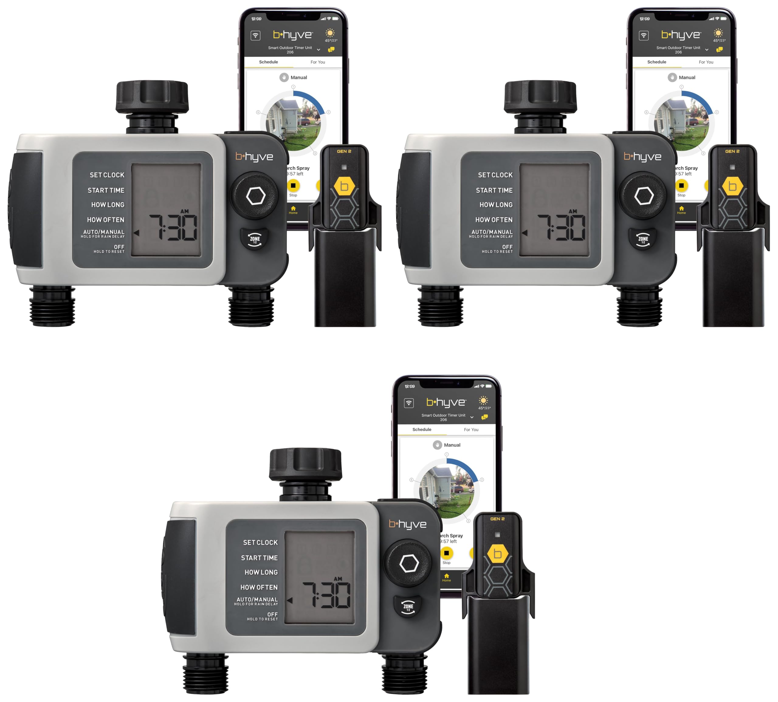 Orbit B-hyve XD 2-Port Smart Hose Watering Timer with Wi-Fi Hub - 24637, 2-Port (Pack of 3)