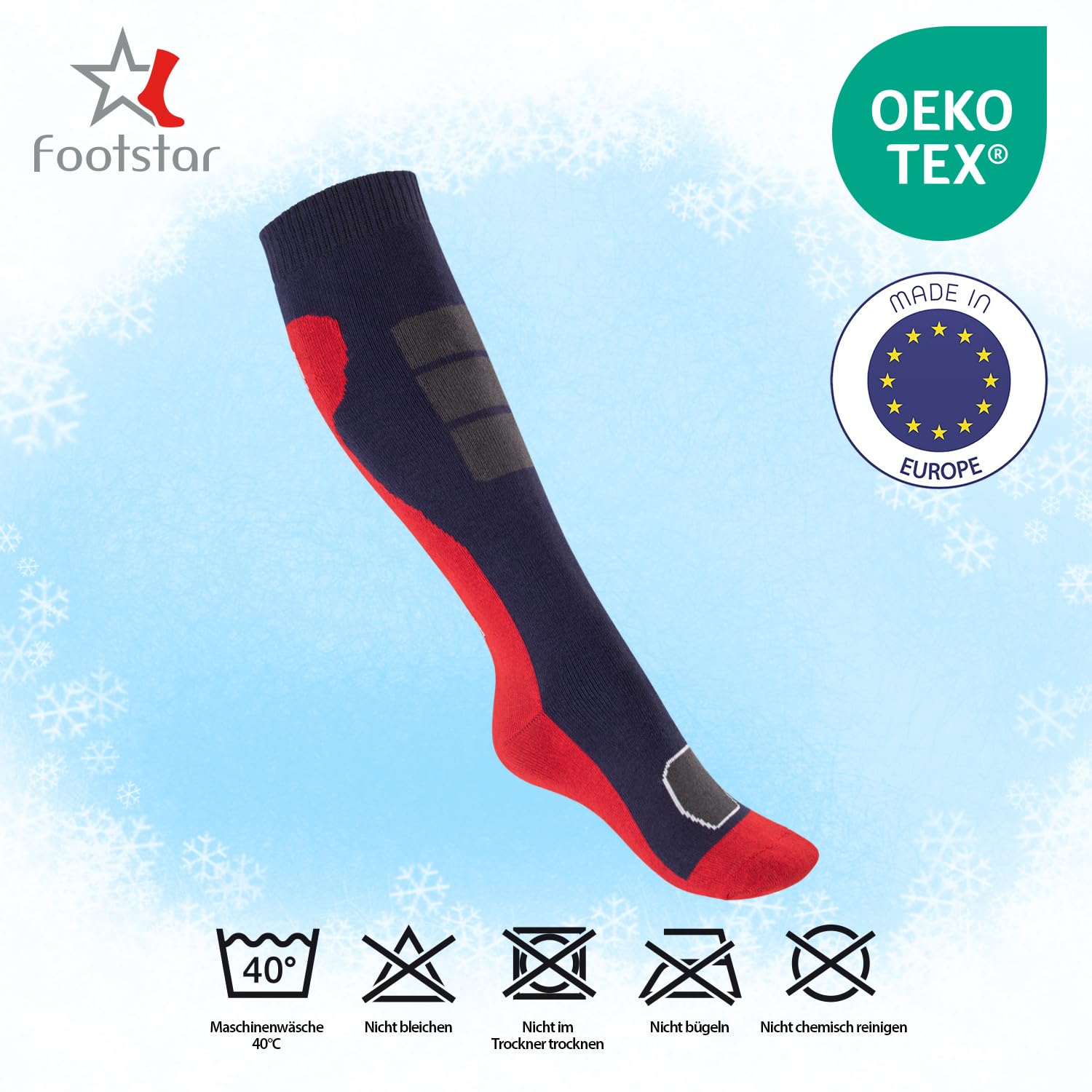 Footstar Calze al ginocchio per bambini (6 paia) colorate con effetto termico, Variante 2, 27-30