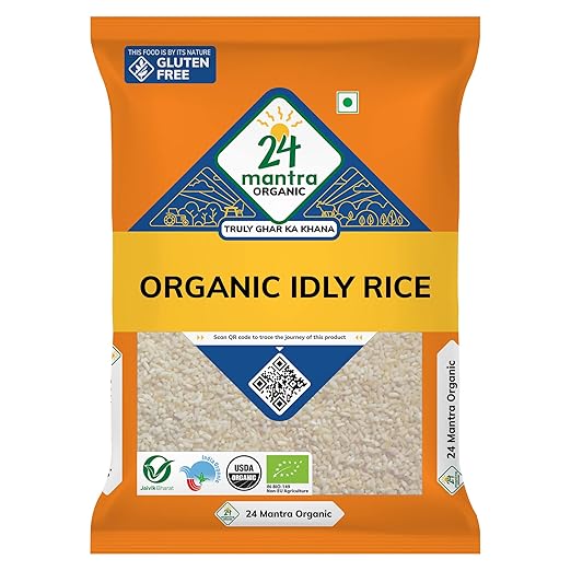 24 Mantra Organic Idly Rice - 1 Kg | Pack of 1 | Chemical Free & Pesticides Free | Naturally Gluten-free | Hygienically Packed | Suitable for making soft idlis | Wholesome Boiled Rice